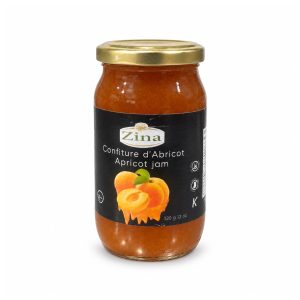 Pot de 320 g de confiture d’abricot Zina sur fond blanc